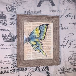 Watercolor butterfly with page background